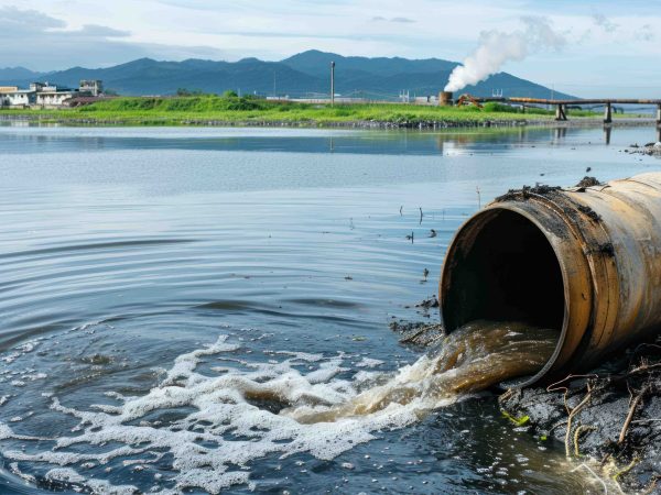 Environmental Damage Concept, Industrial And Factory Wastewater Discharge Pipe Into The Canal And Sea, Dirty Water